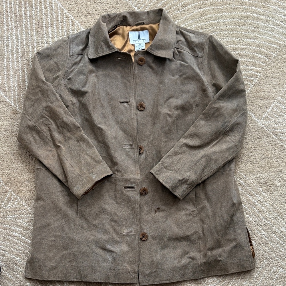 Jessica London JL Studio women's suede leather jacket, sized 18W, 100% leather